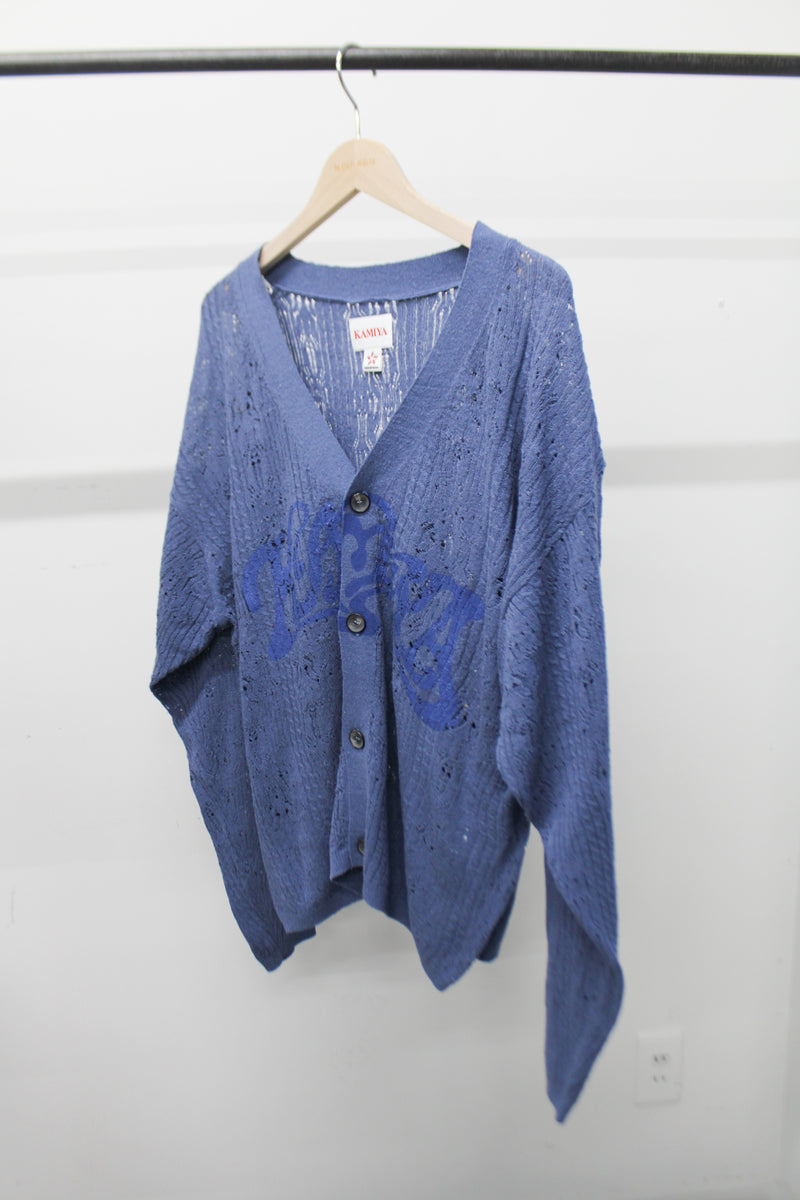 カーディガンブルーカノン様 Printed Silk Lace Knit Cardigan｜Blue – NOU-KON