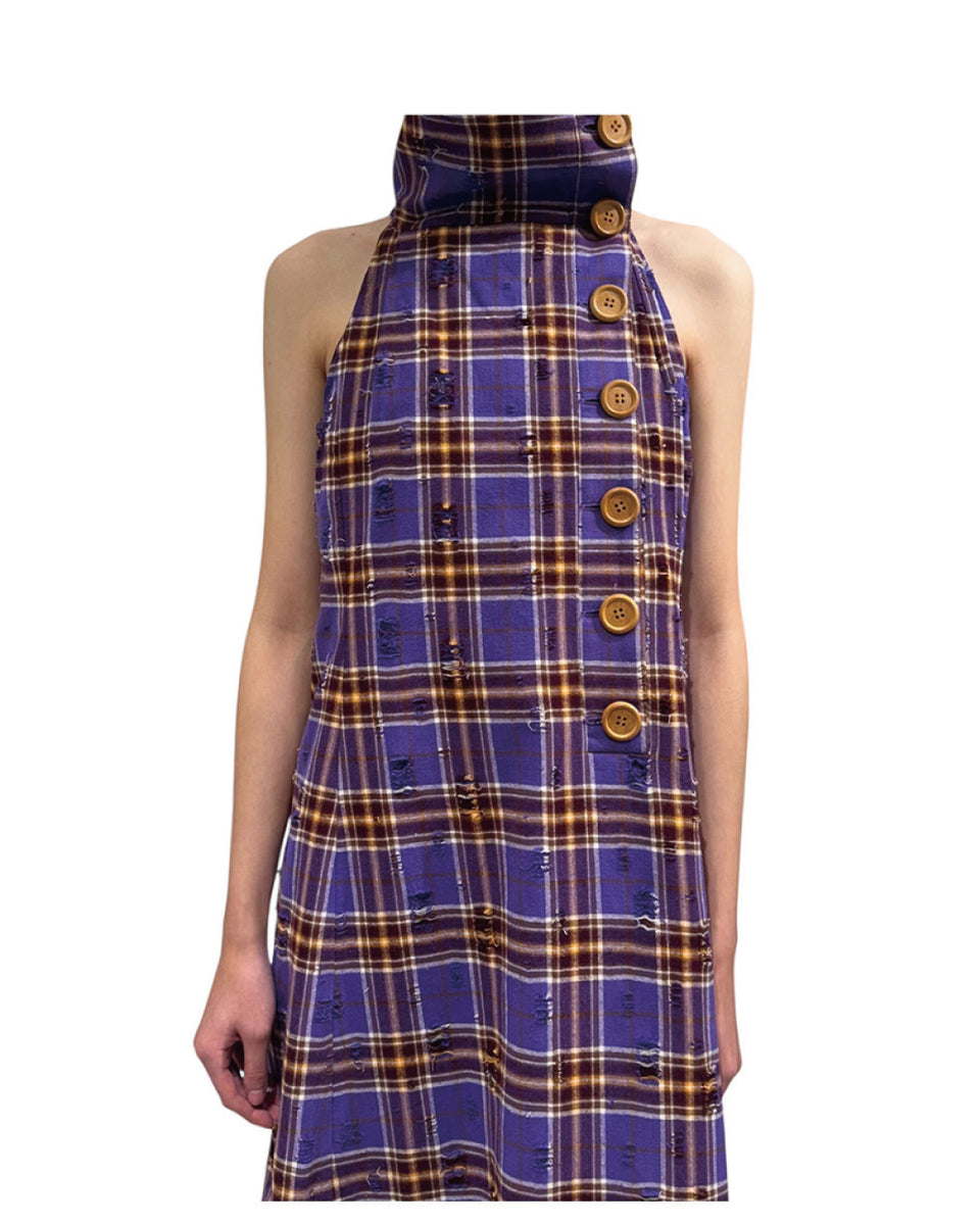 ワンピース [MOMENTEL] Check Damaged One-piece CHECK DAMAGED ONE-PIECE｜PURPLE – NOU-KON