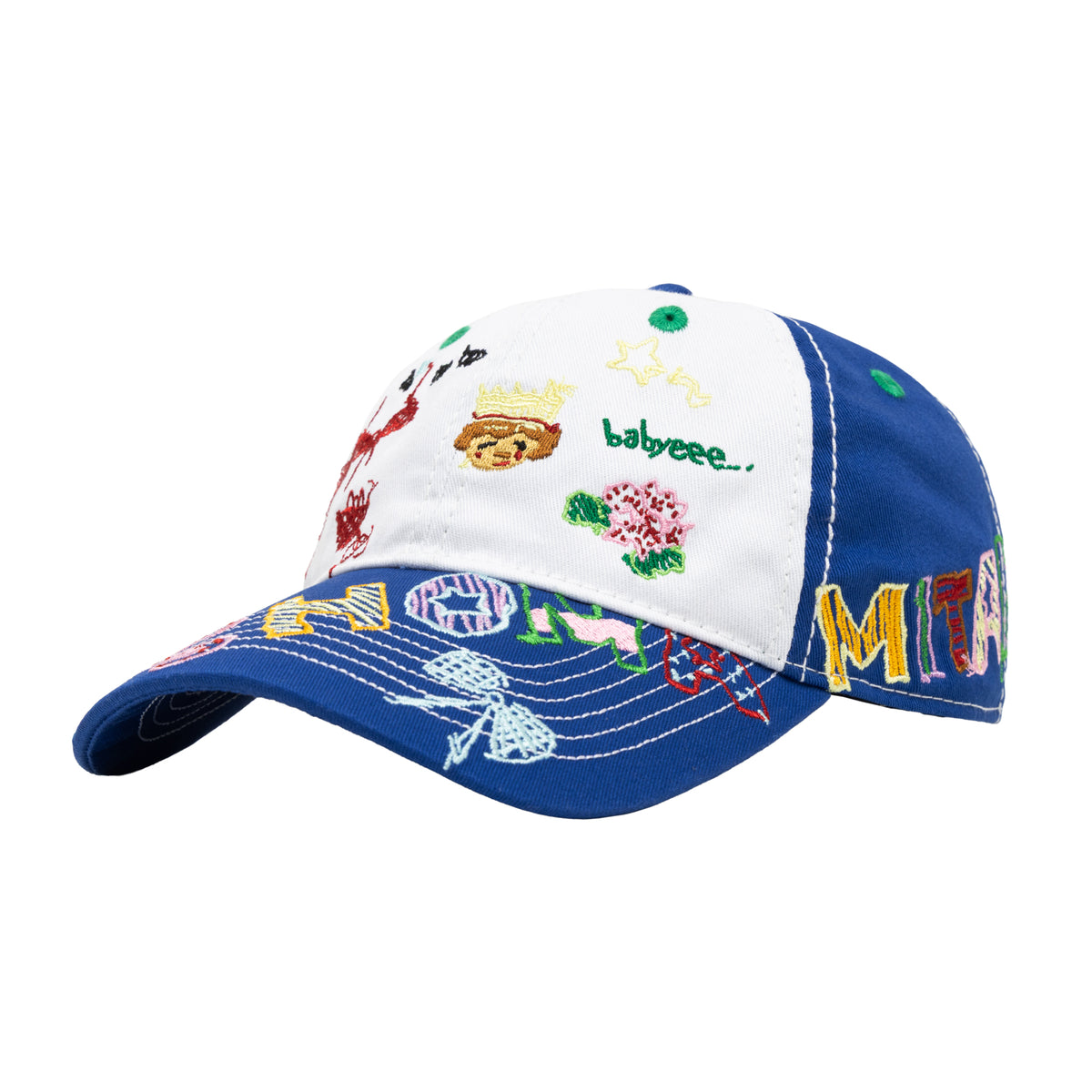 b.Eautiful x SHOMAMITANI Babyeee Low Profile Hat｜White / Blue