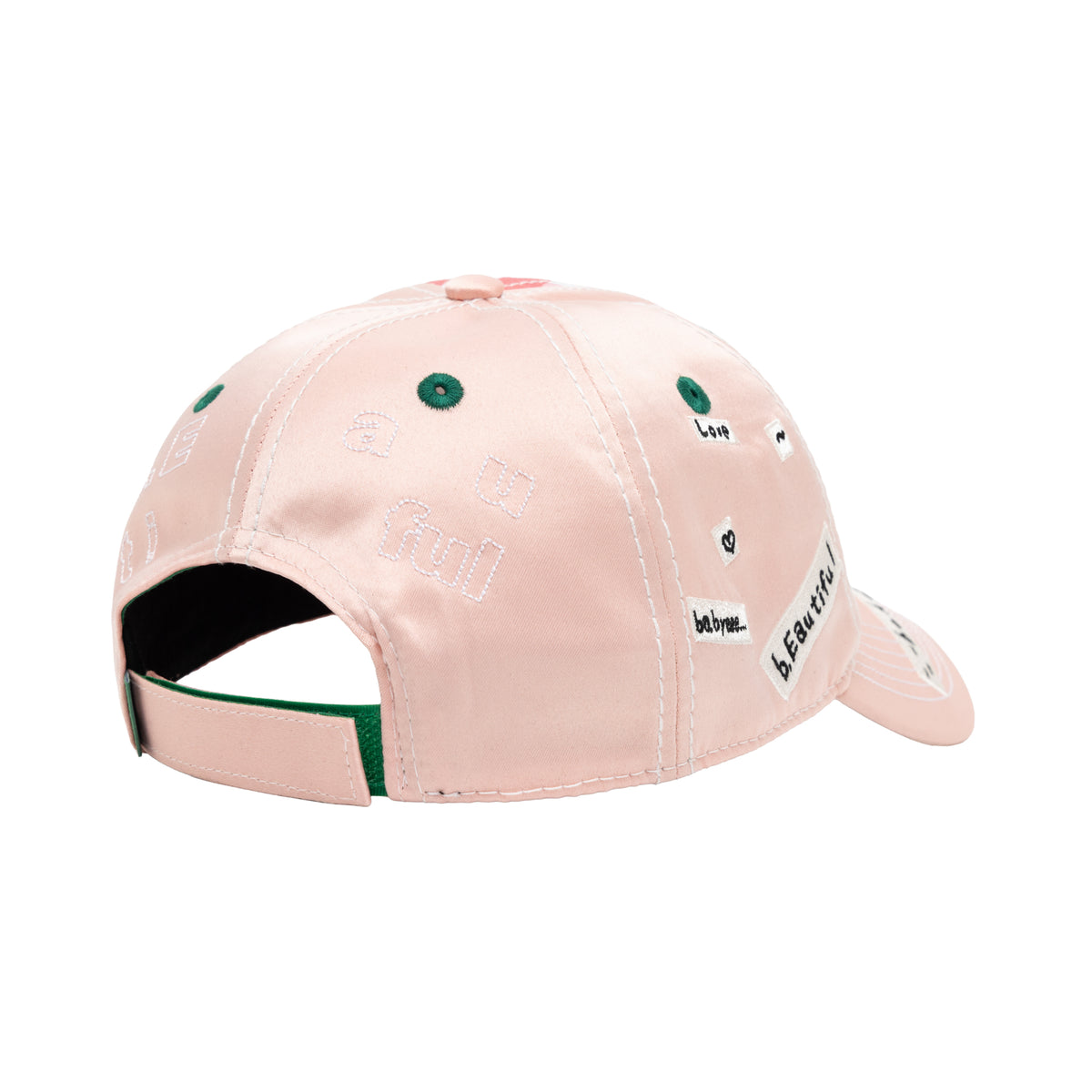 b.Eautiful x SHOMAMITANI Kiss <3 Low Profile Hat｜Pink Satin