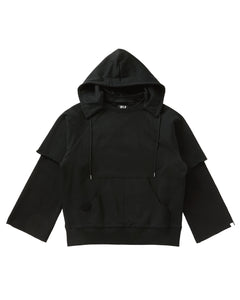 DOUBLE SLEEVE HOODIE｜BLACK
