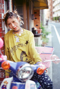 STUDDED MOMENTEL GIRL KNIT｜OLIVE