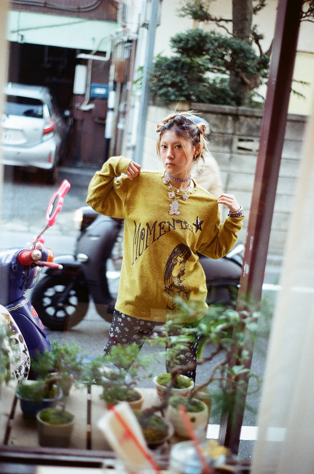 STUDDED MOMENTEL GIRL KNIT｜OLIVE
