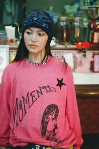 STUDDED MOMENTEL GIRL KNIT｜HOT PINK