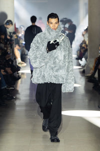 SINISTER MOUTH FAUX FUR JACKET｜GREY