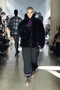 SINISTER MOUTH FAUX FUR JACKET｜BLACK