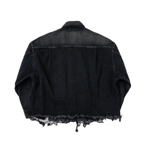 CUT OFF OVERSIZED DENIM JACKET｜BLACK