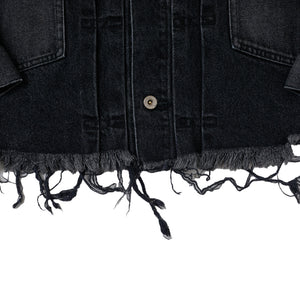 CUT OFF OVERSIZED DENIM JACKET｜BLACK