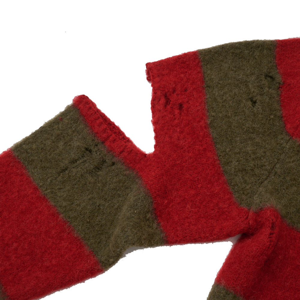 STRIPE OVERSIZE PULLOVER｜RED/ KHAKI