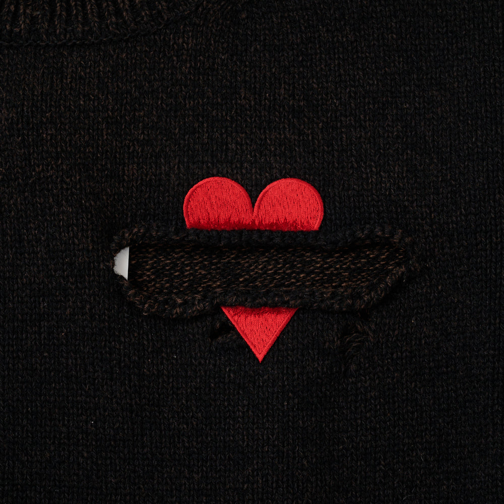 BROKEN HEART KNIT PULLOVER｜BLACK
