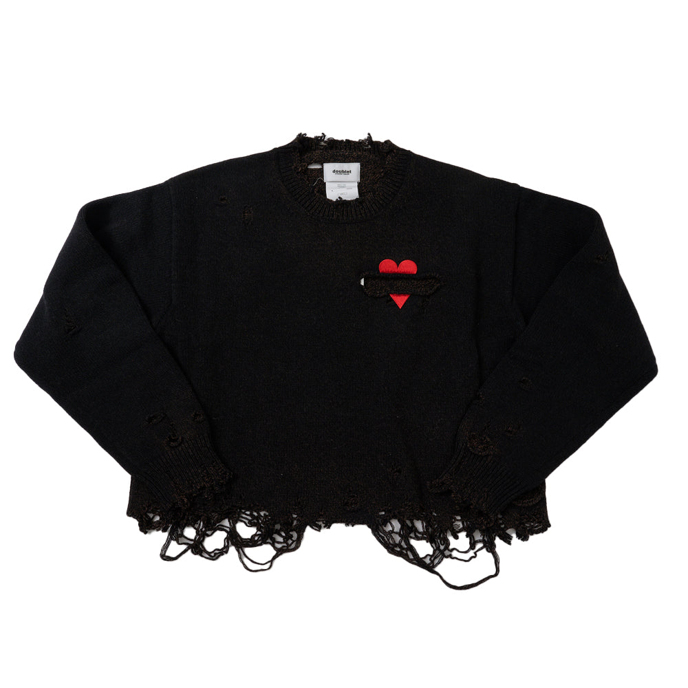 BROKEN HEART KNIT PULLOVER｜BLACK