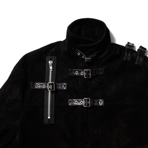 BUCKLE OVERLOAD LEATHER JACKET｜BLK SUEDE