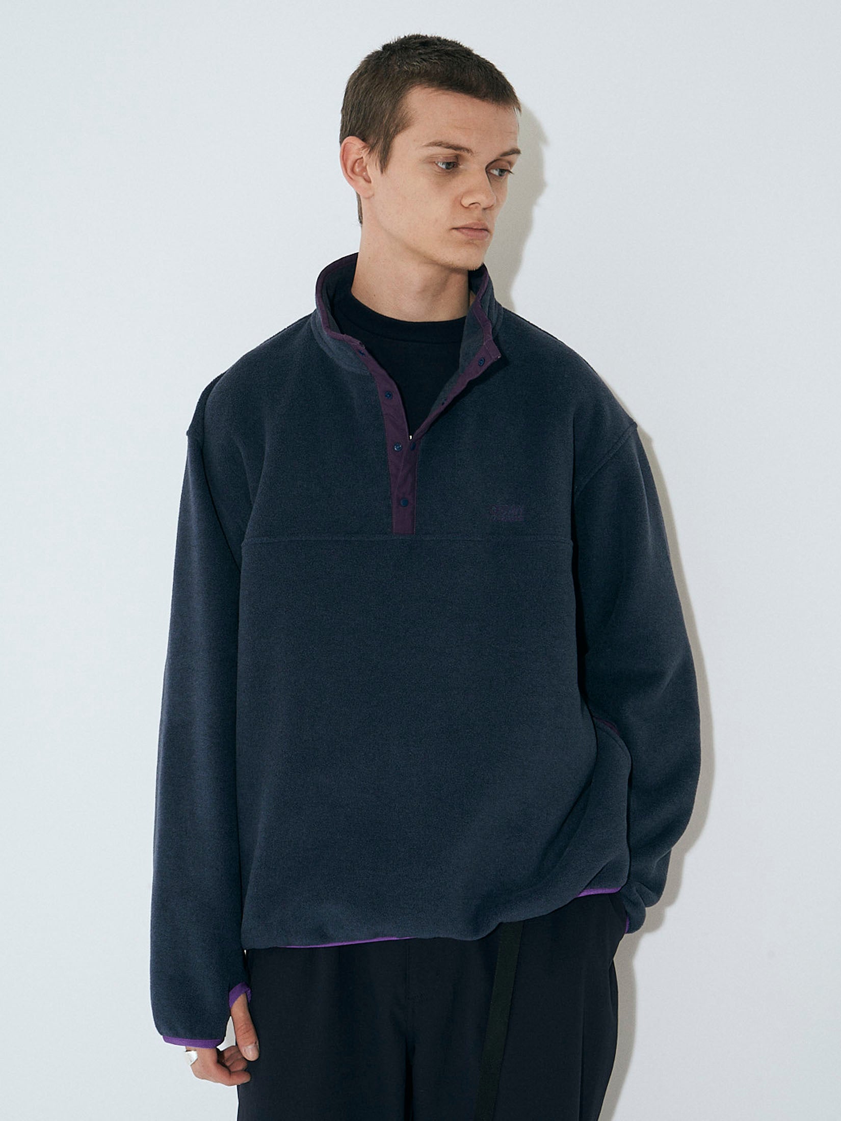 FLEECE SNAP PULLOVER｜NAVY