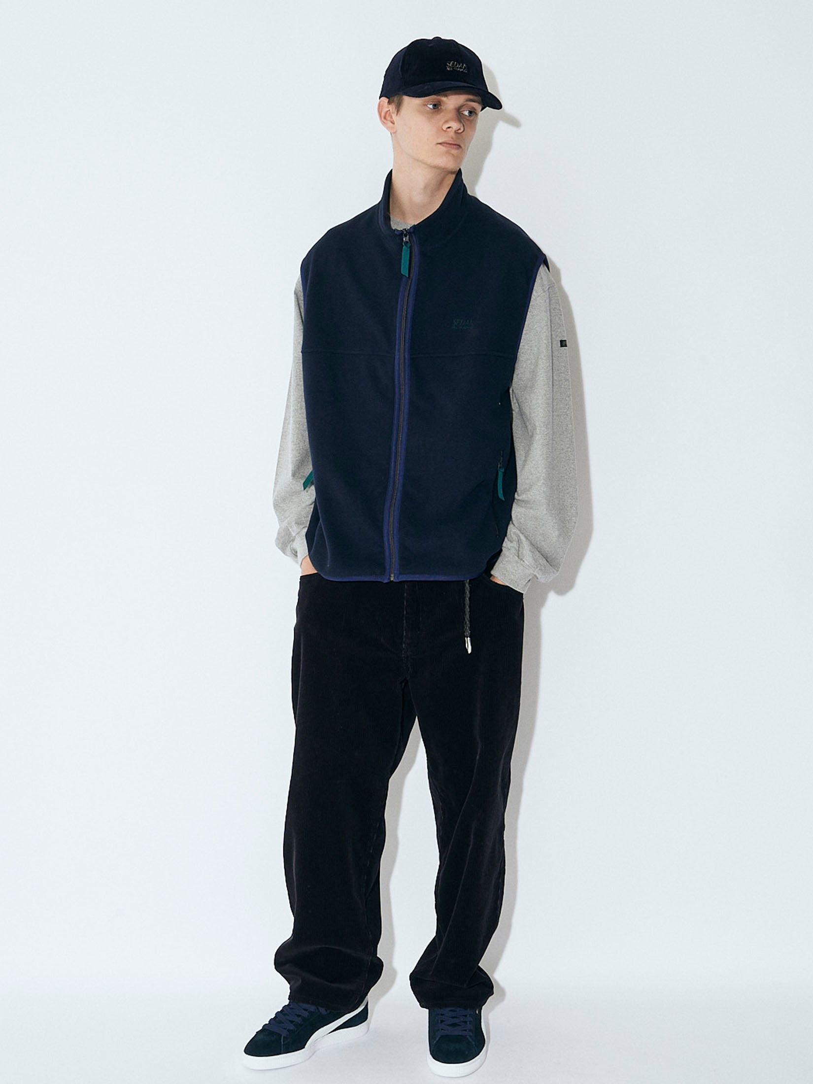 FLEECE FULL ZIP VEST｜NAVY – NOU-KON