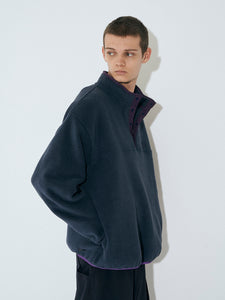FLEECE SNAP PULLOVER｜NAVY