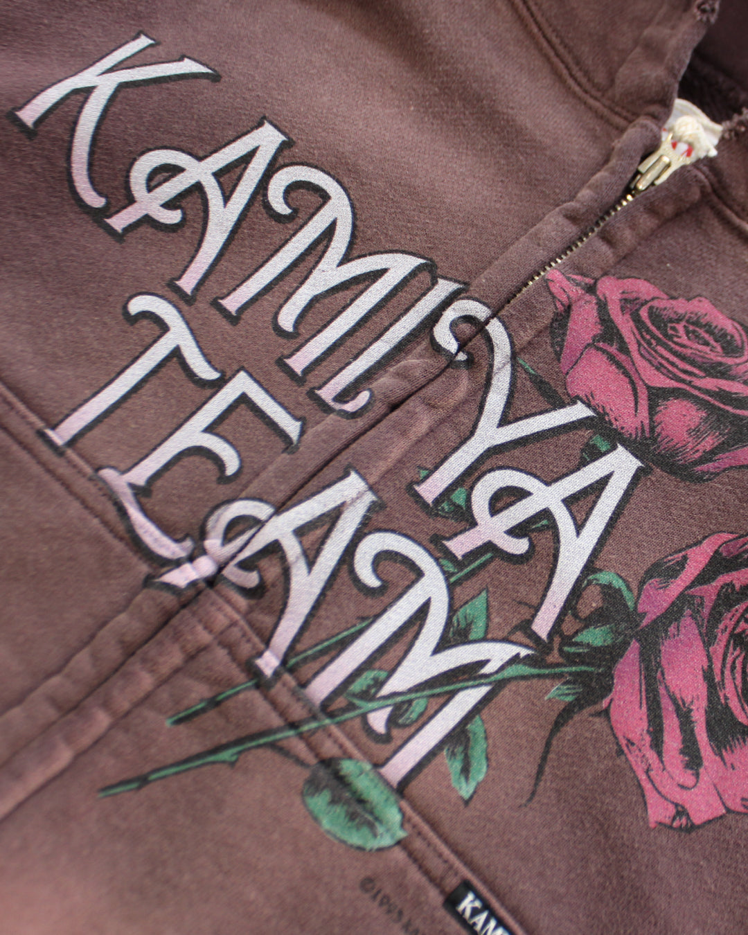 "ROSE" DISTRESSED DISTRESSED ZIP-UP SHORT HOODIE｜BROWN