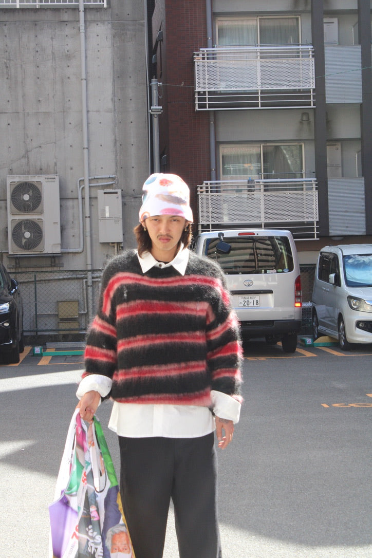 DISTORTED BORDER MOHAIR SWEATER｜BLACK