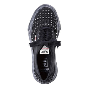 BAKER Original Sole Studded Paint Canvas Low-Top Sneaker ｜Black/ Black