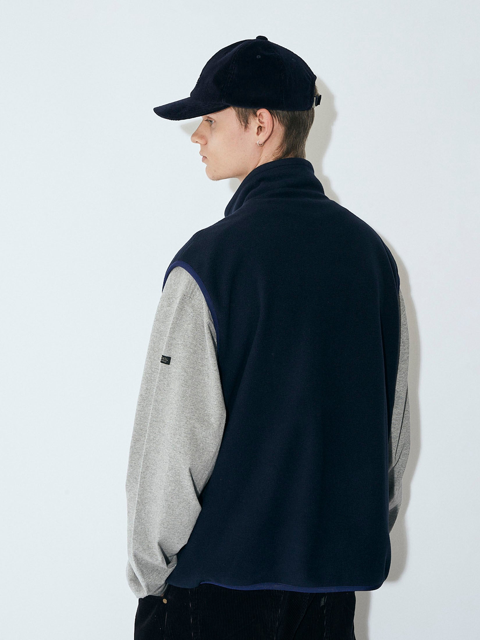 FLEECE FULL ZIP VEST｜NAVY