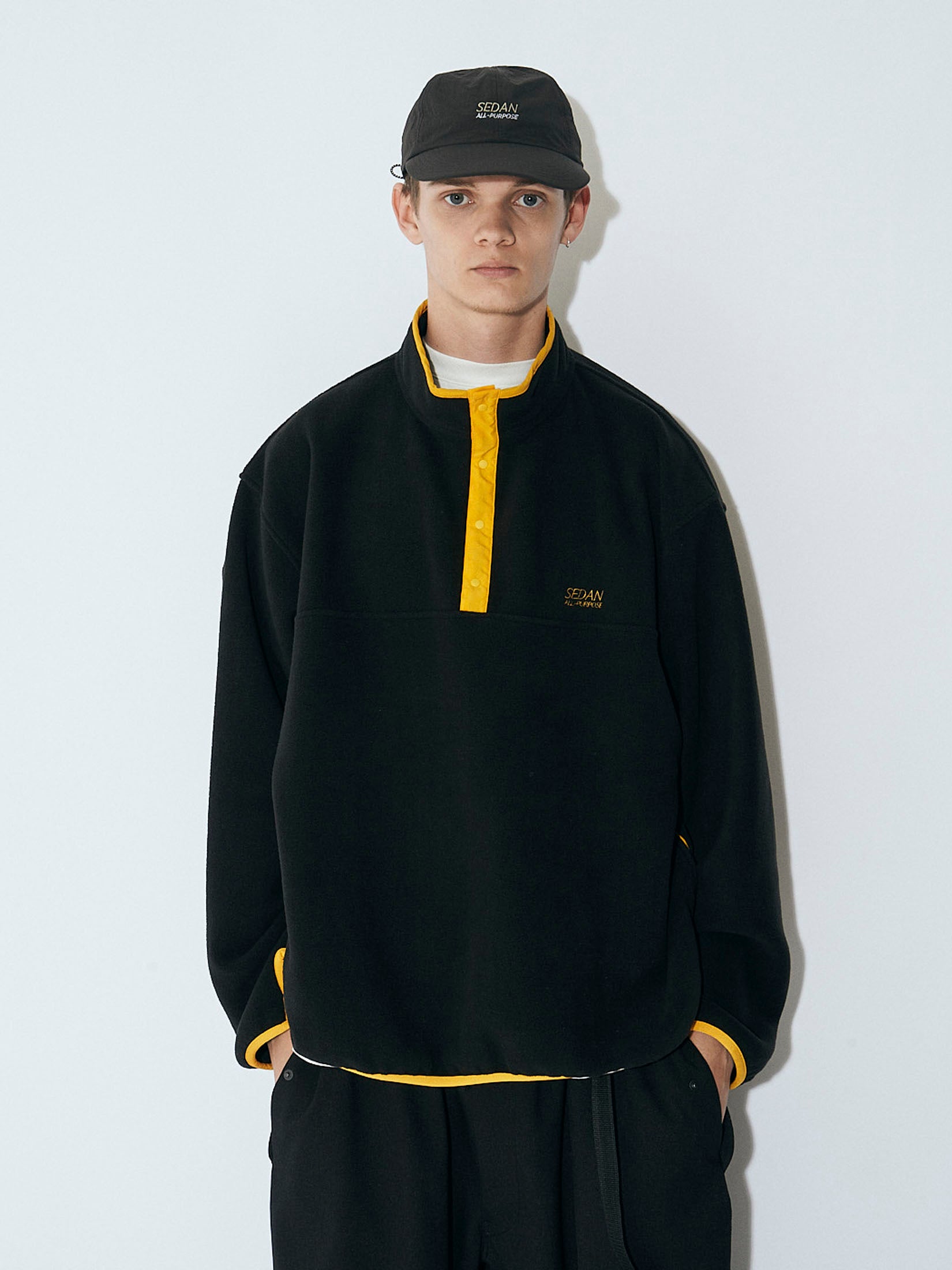 FLEECE SNAP PULLOVER｜BLACK