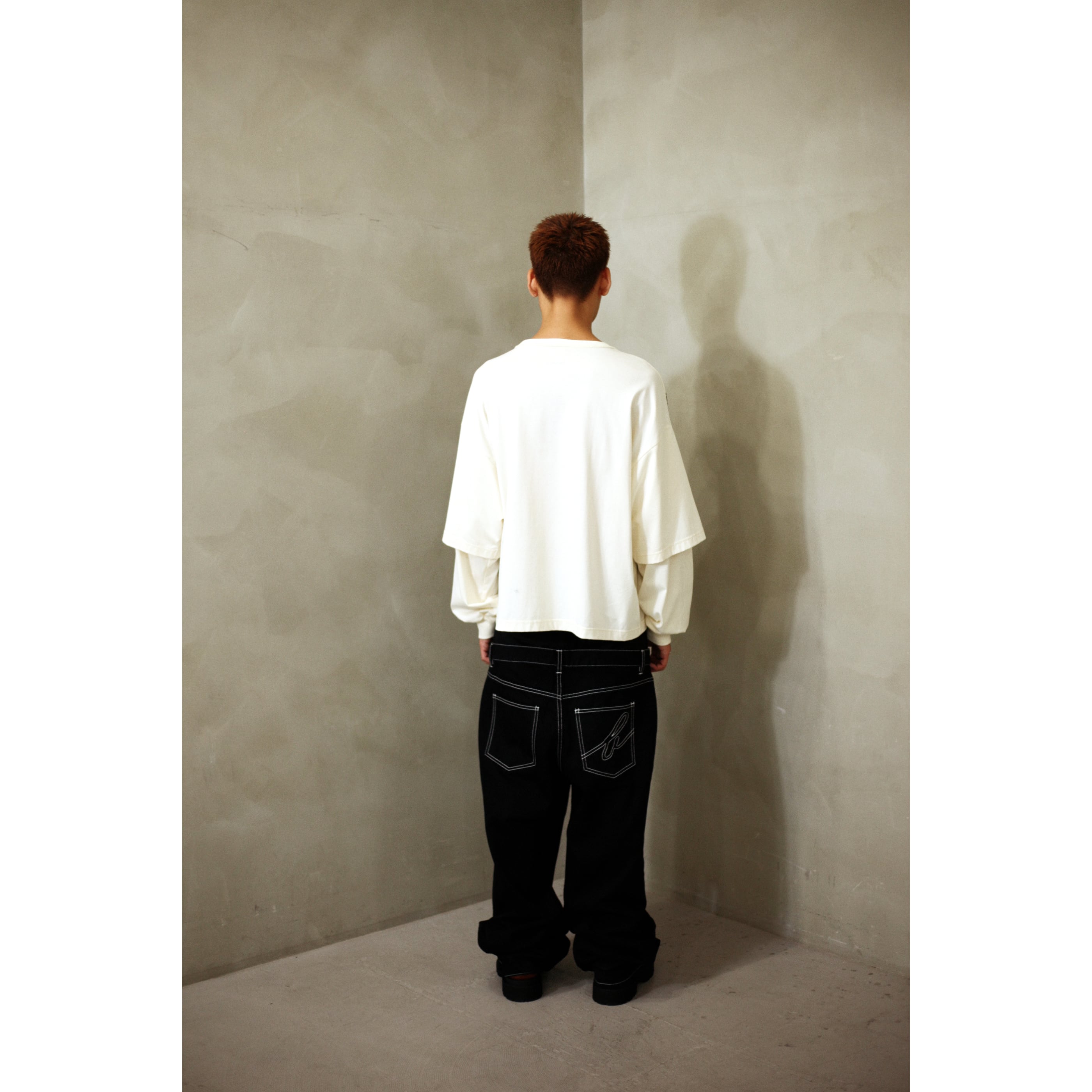 LAYERED OVERPRINTED TEE｜ NATURAL