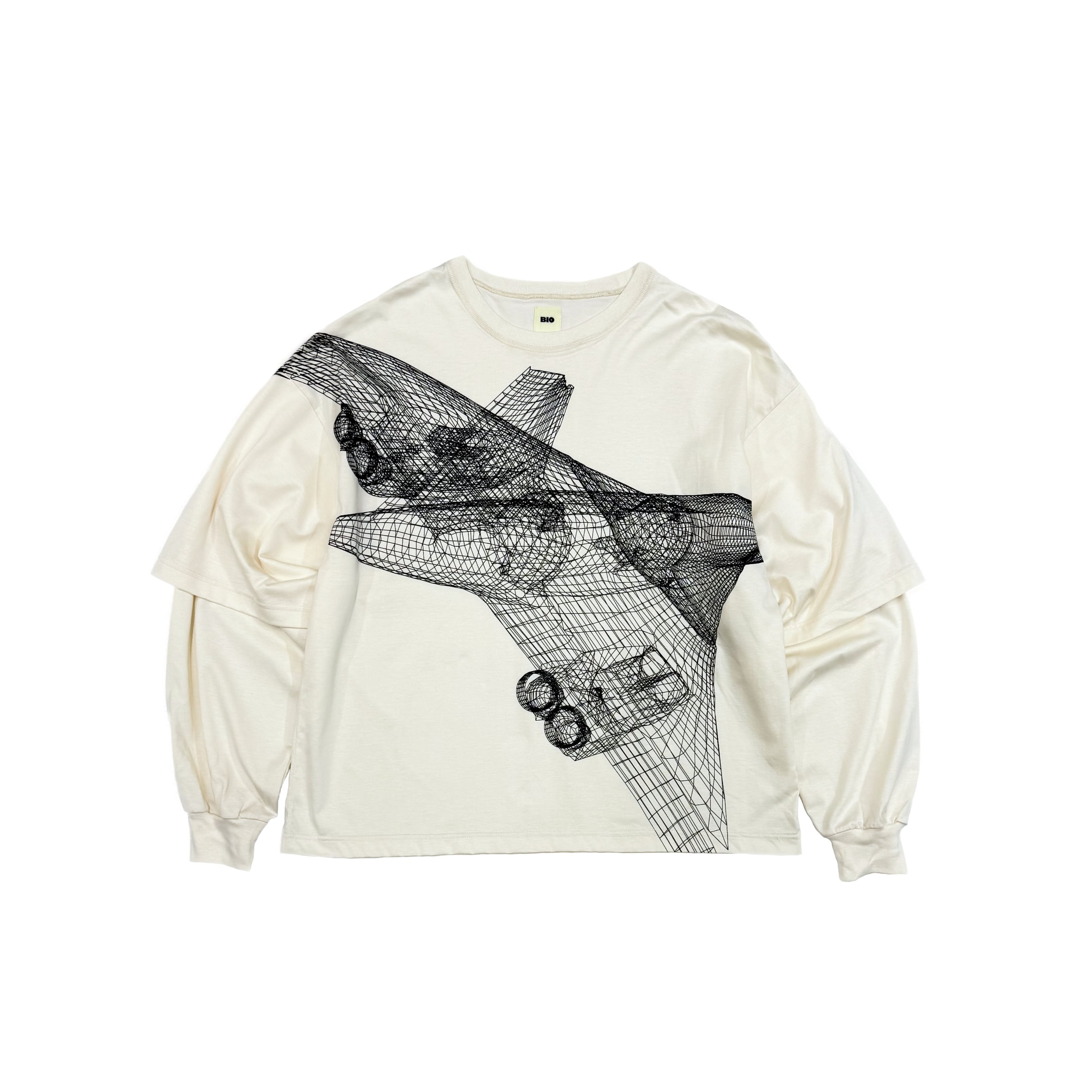 LAYERED OVERPRINTED TEE｜ NATURAL