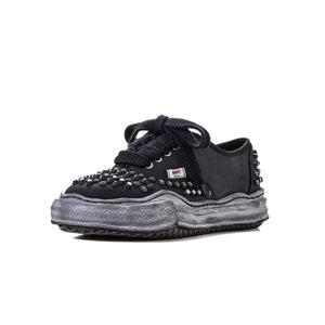 BAKER Original Sole Studded Paint Canvas Low-Top Sneaker ｜Black/ Black