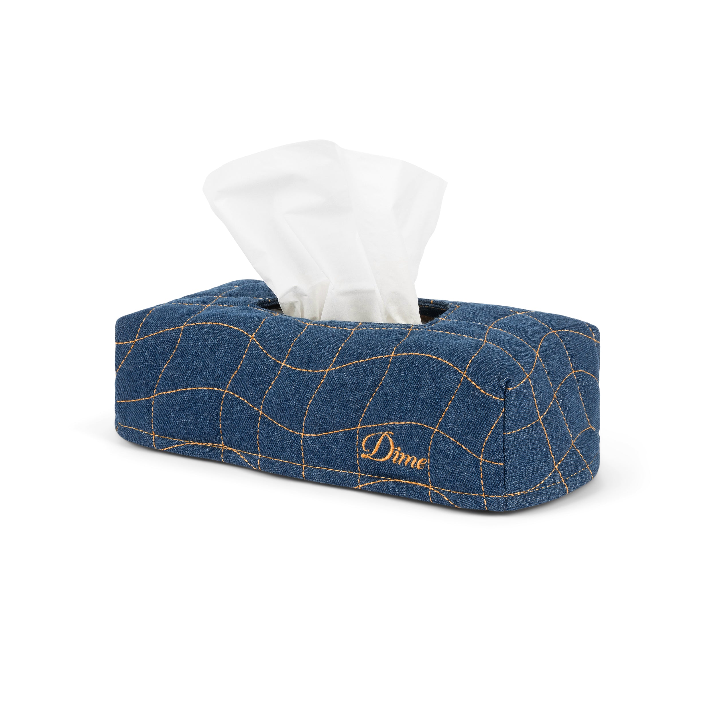 QUILTED TISSUE BOX COVER｜INDIGO