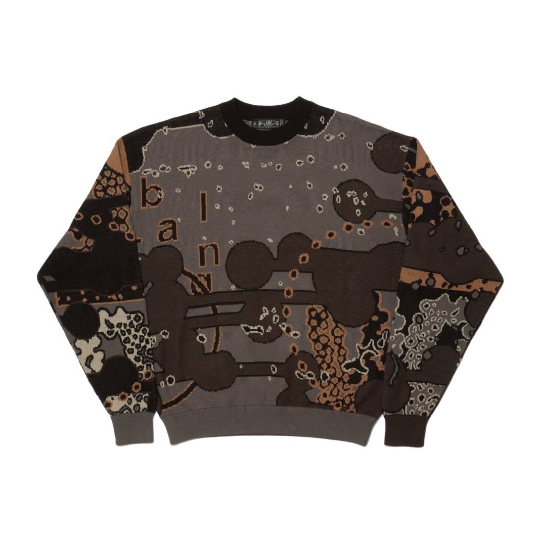 JACQUARD COTTON CREWNECK SWEATER｜BLACK