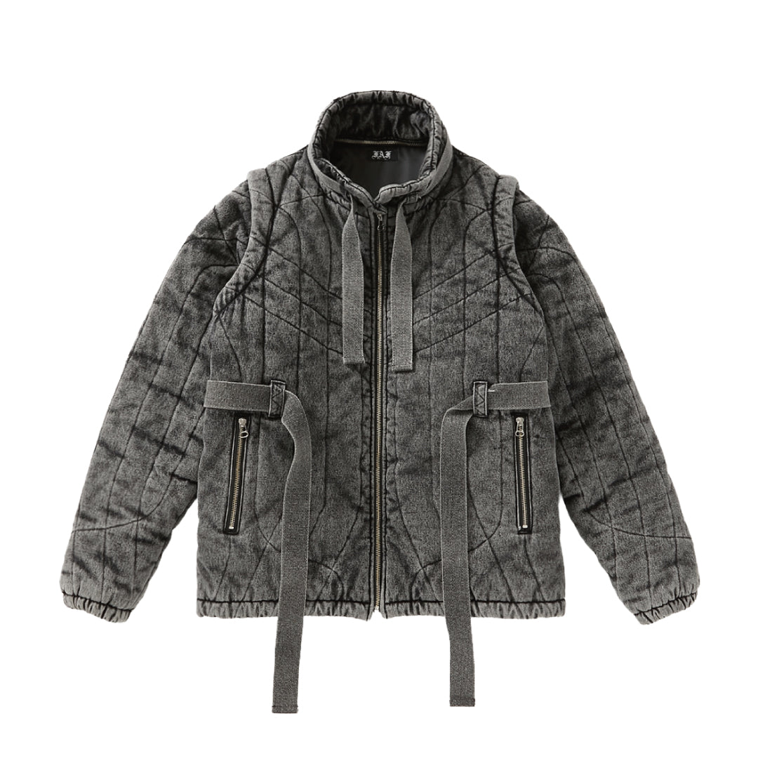DENIM PUFF JACKET｜BLACK