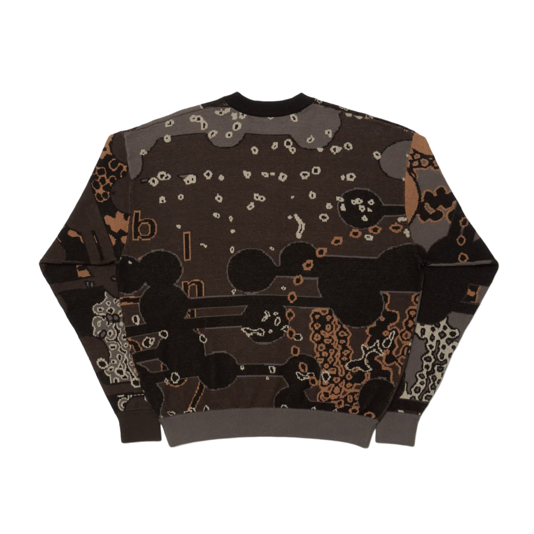 JACQUARD COTTON CREWNECK SWEATER｜BLACK