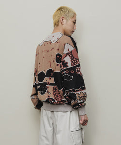 JACQUARD COTTON CREWNECK SWEATER｜BEIGE
