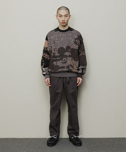 JACQUARD COTTON CREWNECK SWEATER｜BLACK