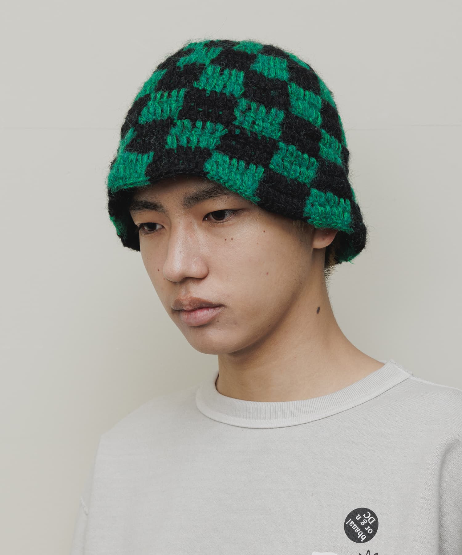 HAND KNIT BUCKET HAT｜GREEN