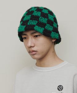 HAND KNIT BUCKET HAT｜GREEN