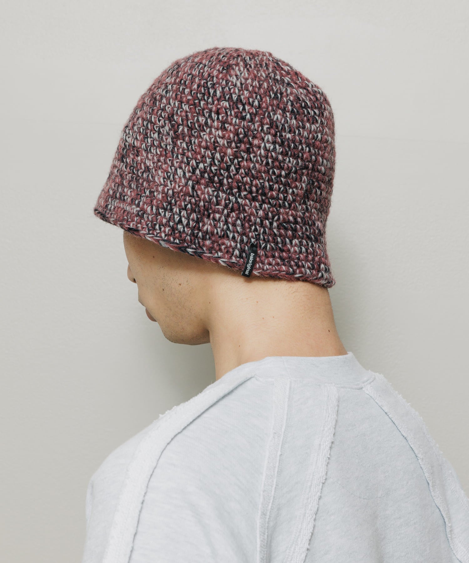 MIXED HAND KNIT BUCKET HAT｜BURGUNDY