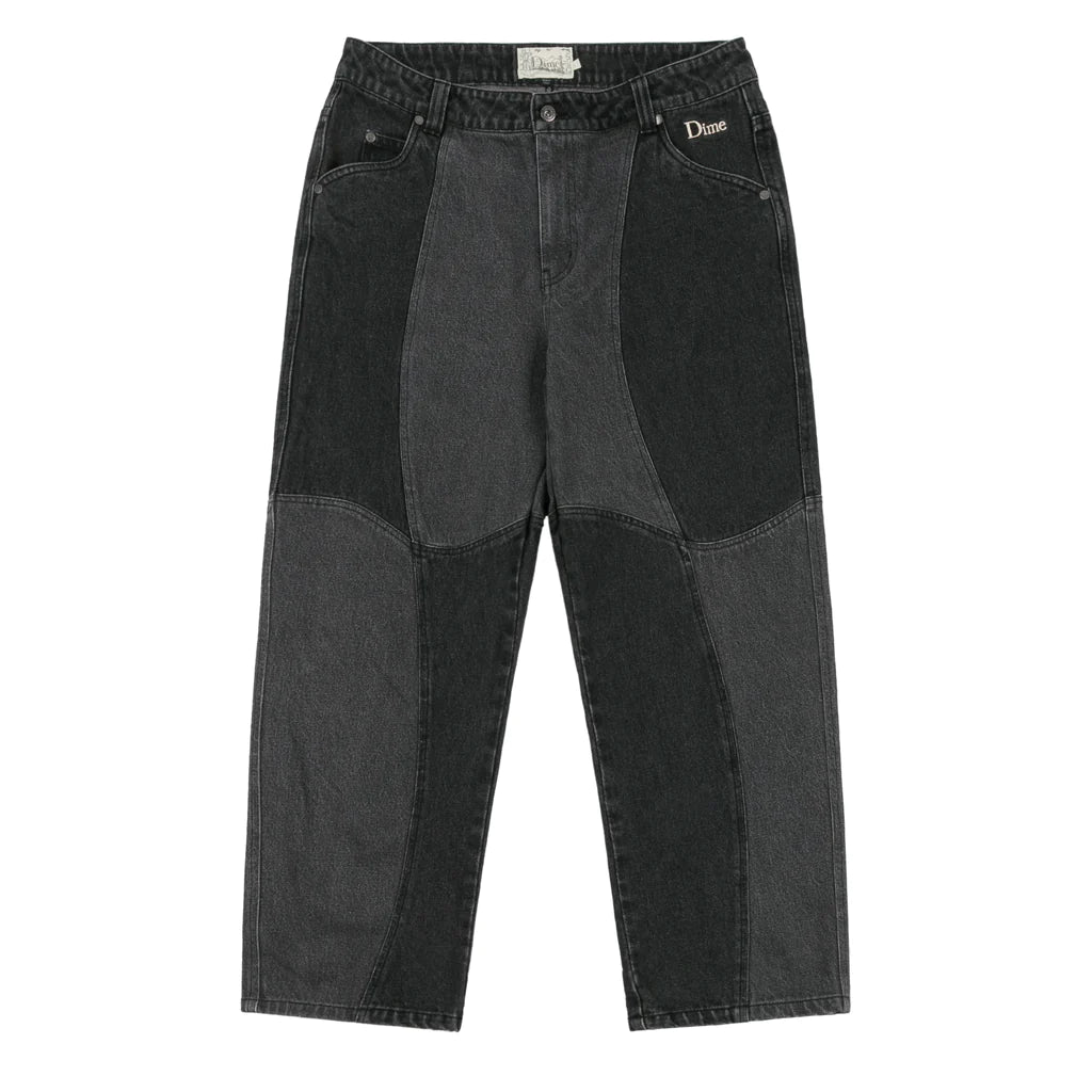 BLOCKED RELAXED DENIM PANTS｜BLACK WASHED
