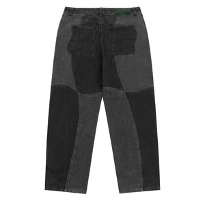BLOCKED RELAXED DENIM PANTS｜BLACK WASHED