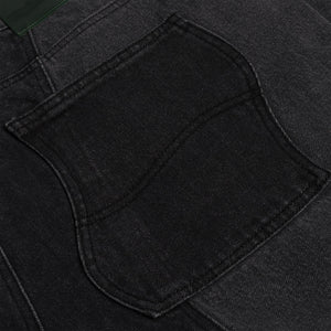 BLOCKED RELAXED DENIM PANTS｜BLACK WASHED