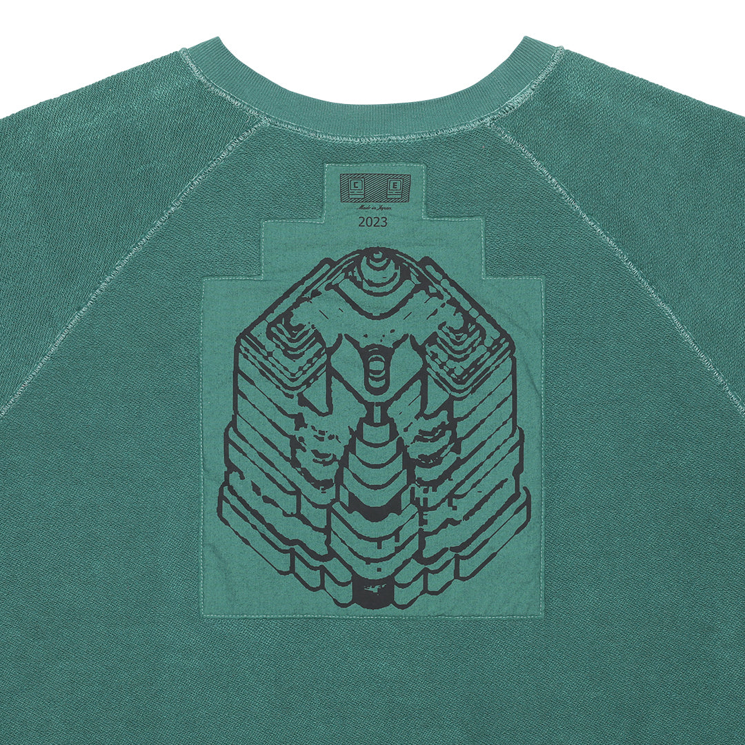 OVERDYE STRIPE SLEEVE BIG CREW NECK｜GREEN