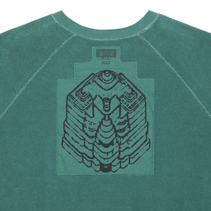 OVERDYE STRIPE SLEEVE BIG CREW NECK｜GREEN