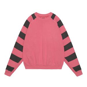 OVERDYE STRIPE SLEEVE BIG CREW NECK｜RED