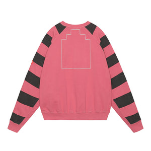 OVERDYE STRIPE SLEEVE BIG CREW NECK｜RED