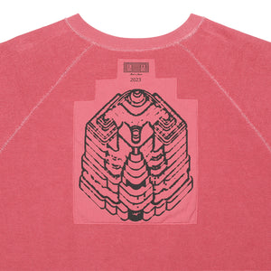 OVERDYE STRIPE SLEEVE BIG CREW NECK｜RED