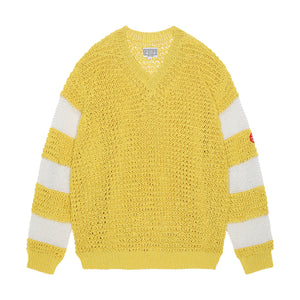 V NECK LOOSE WAFFLE KNIT｜YELLOW
