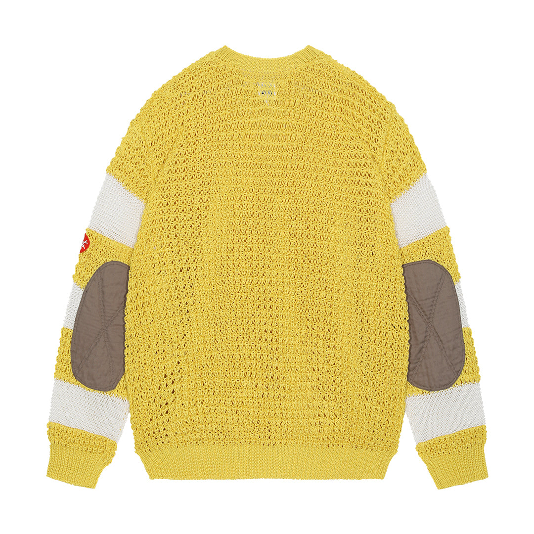 V NECK LOOSE WAFFLE KNIT｜YELLOW