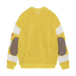 V NECK LOOSE WAFFLE KNIT｜YELLOW