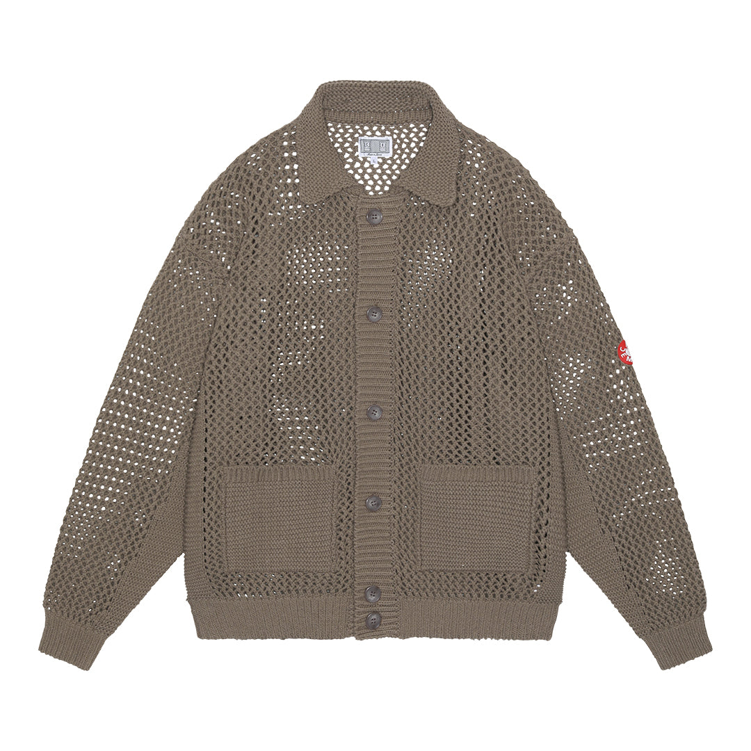 COLLARED MESH KNIT CARDIGAN NOUKON