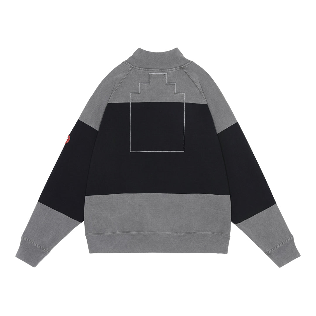 OVERDYE STRIPE HALF ZIP｜GREY