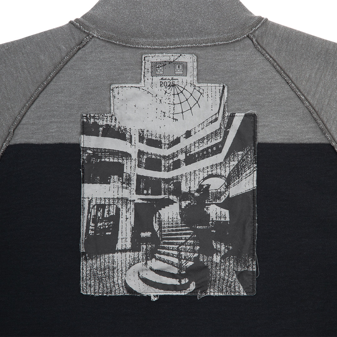 OVERDYE STRIPE HALF ZIP｜GREY